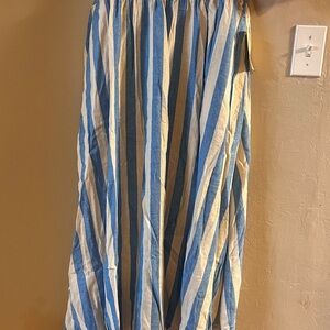 Blue and White Striped Women's Skirt